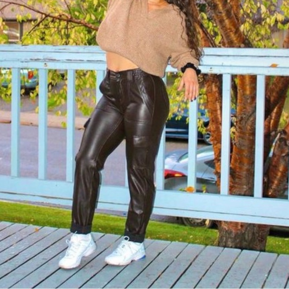 American Eagle Faux Leather Cargo Pants